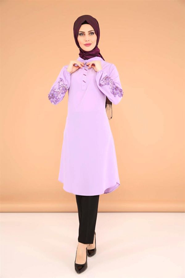 3 'Lü Kombin(Tunik,pantolon,şal)-6075Lila