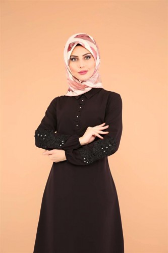3 'Lü Kombin(Tunik,pantolon,şal)-6075Siyah - Thumbnail