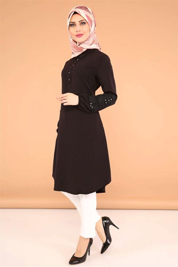 3 'Lü Kombin(Tunik,pantolon,şal)-6075Siyah