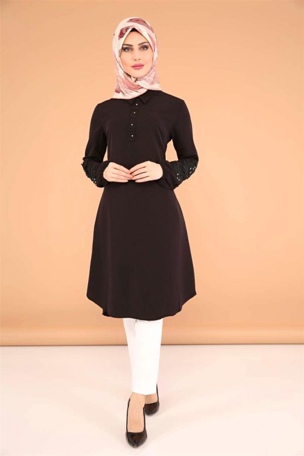 3 'Lü Kombin(Tunik,pantolon,şal)-6075Siyah