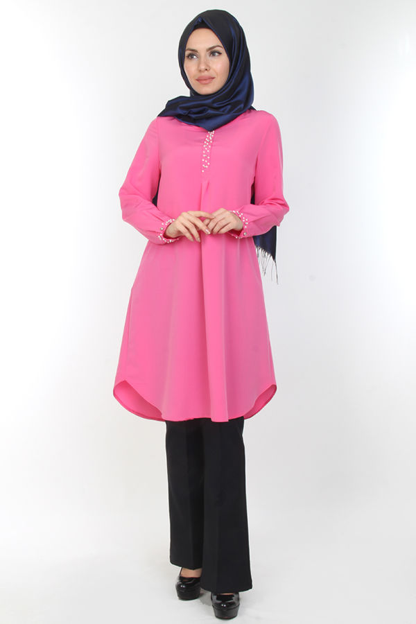 3lü İncili tunik Kombin-300Pembe
