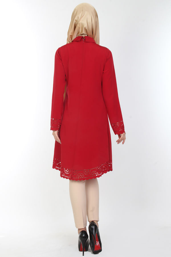4'lü Kombin (Tunik,pantolon,şal,kolye)-Bordo0538