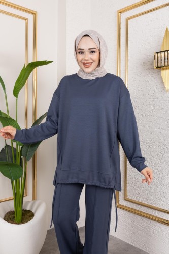 Modaebva - Bağcıklı Modal İkili Takım-5065 Antrasit (1)
