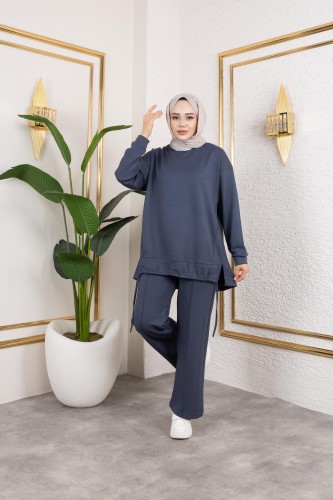 Modaebva - Bağcıklı Modal İkili Takım-5065 Antrasit