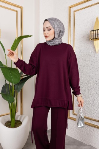 Modaebva - Bağcıklı Modal İkili Takım-5065 Mürdüm (1)