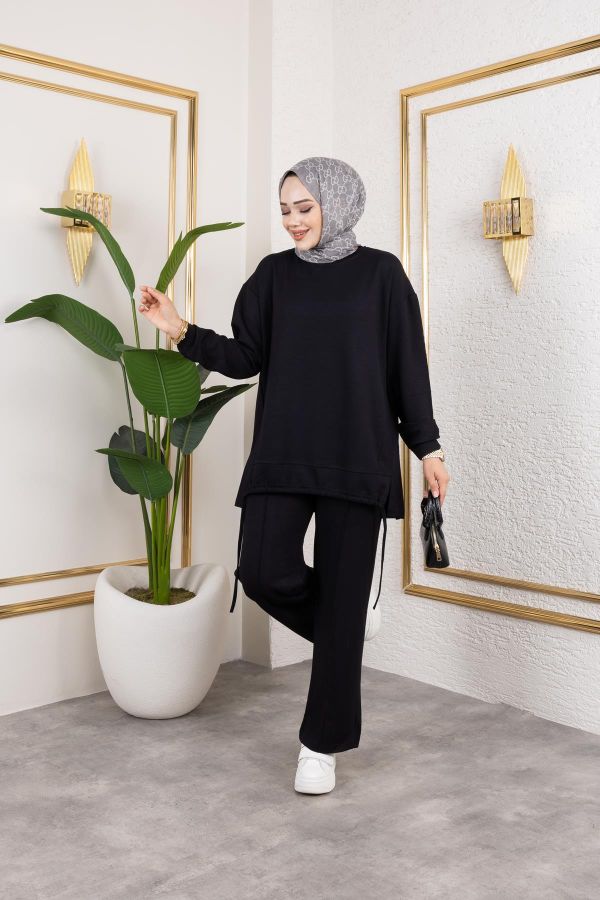 Bağcıklı Modal İkili Takım-5065 Siyah