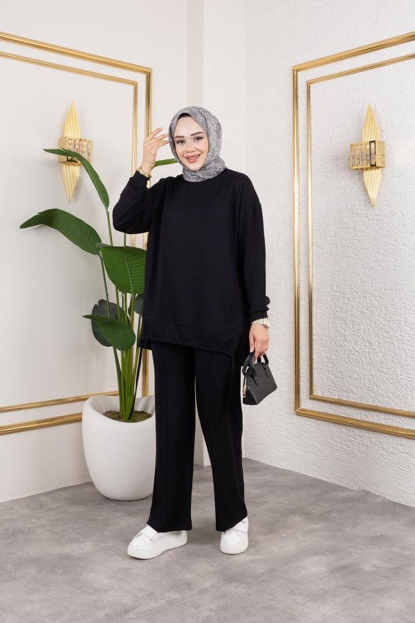 Bağcıklı Modal İkili Takım-5065 Siyah