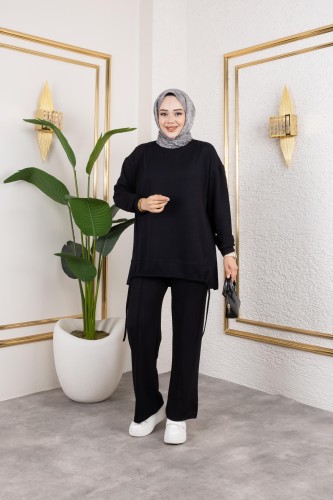 Bağcıklı Modal İkili Takım-5065 Siyah - Thumbnail