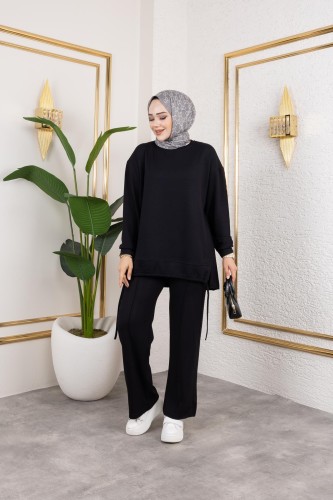 Bağcıklı Modal İkili Takım-5065 Siyah - Thumbnail