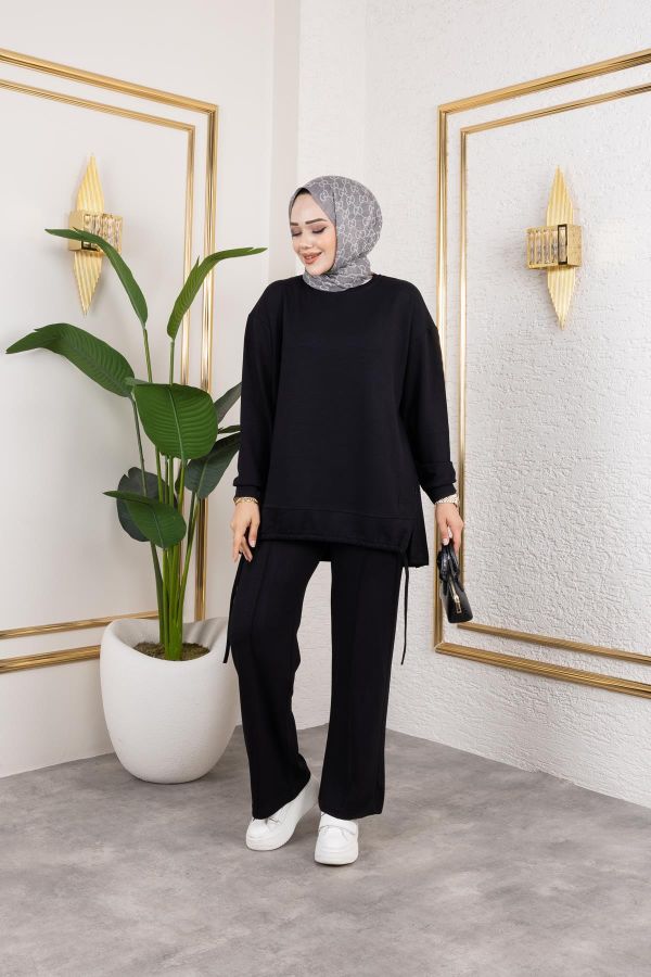 Bağcıklı Modal İkili Takım-5065 Siyah