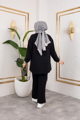 Bağcıklı Modal İkili Takım-5065 Siyah - Thumbnail