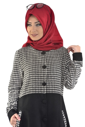 Baskı Düğmeli Kap-2033Kazayağı desenli - Modaebva (1)