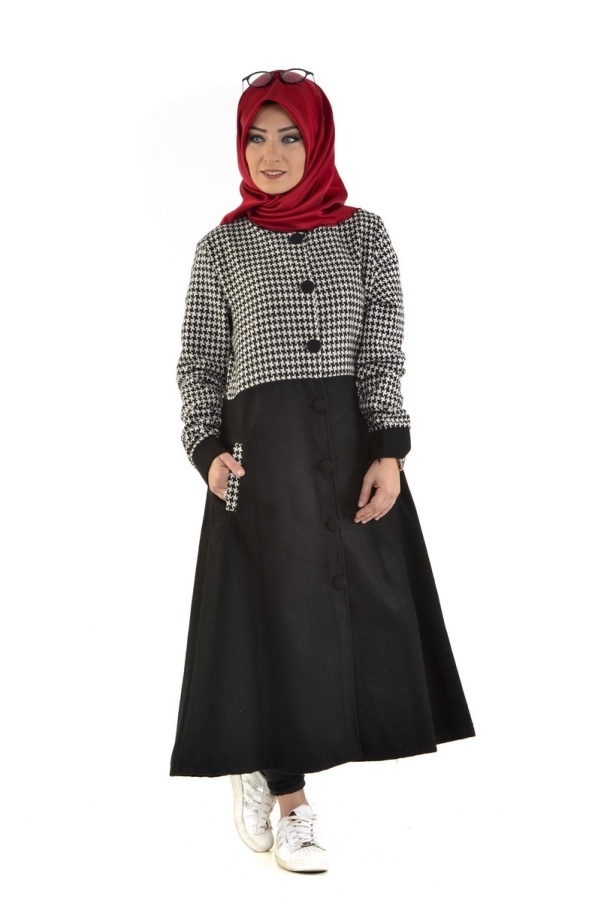 Baskı Düğmeli Kap-2033Kazayağı desenli - 3