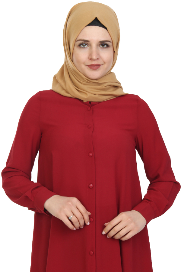 Baskı Düğmeli Mevlana Tunik-Bordo1012