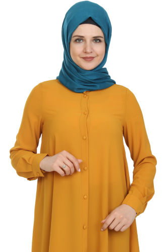 Baskı Düğmeli Mevlana Tunik-Hardalsarısı1012 - Thumbnail