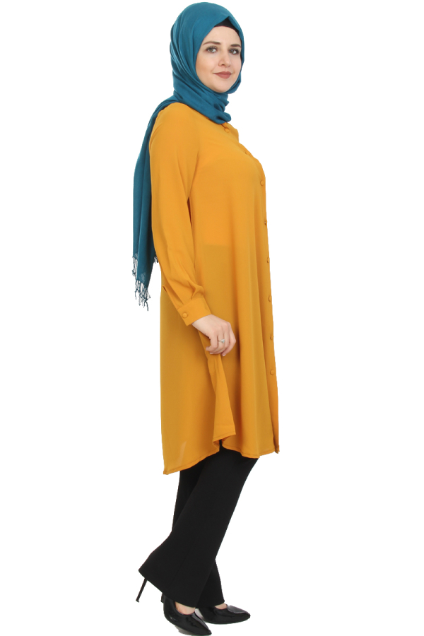Baskı Düğmeli Mevlana Tunik-Hardalsarısı1012