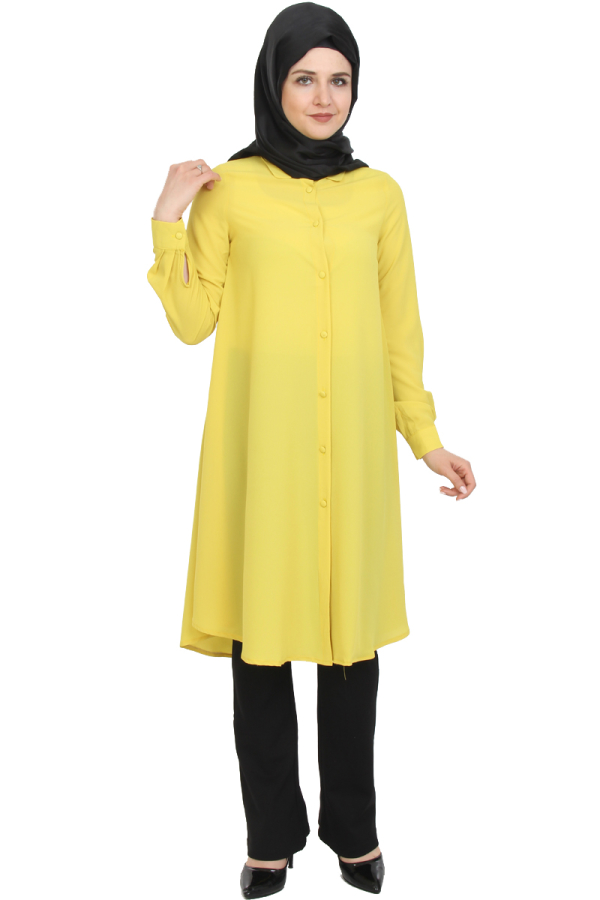 Baskı Düğmeli Mevlana Tunik-Limonsarısı1012