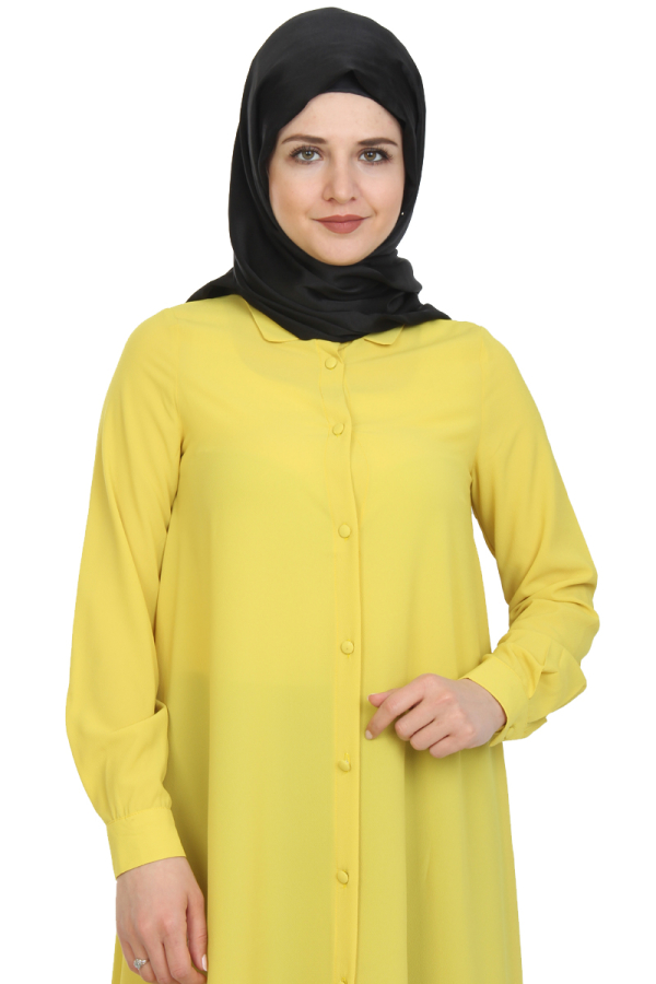 Baskı Düğmeli Mevlana Tunik-Limonsarısı1012