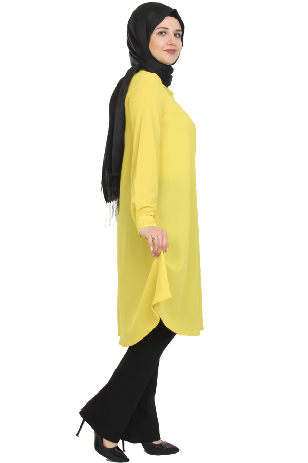 Baskı Düğmeli Mevlana Tunik-Limonsarısı1012