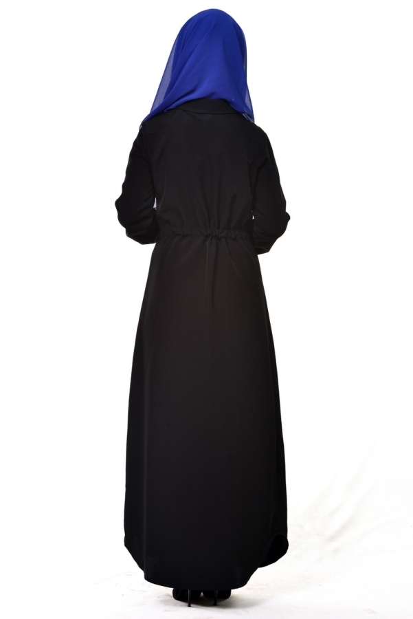 Belden Bağlamalı Gizli Düğmeli Tunik siyah-3308
