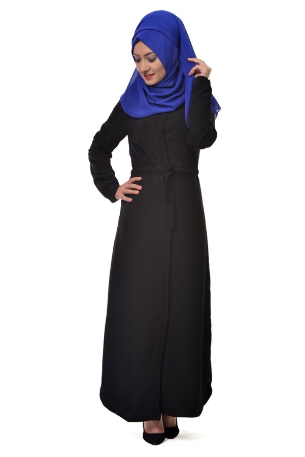 Belden Bağlamalı Gizli Düğmeli Tunik siyah-3308