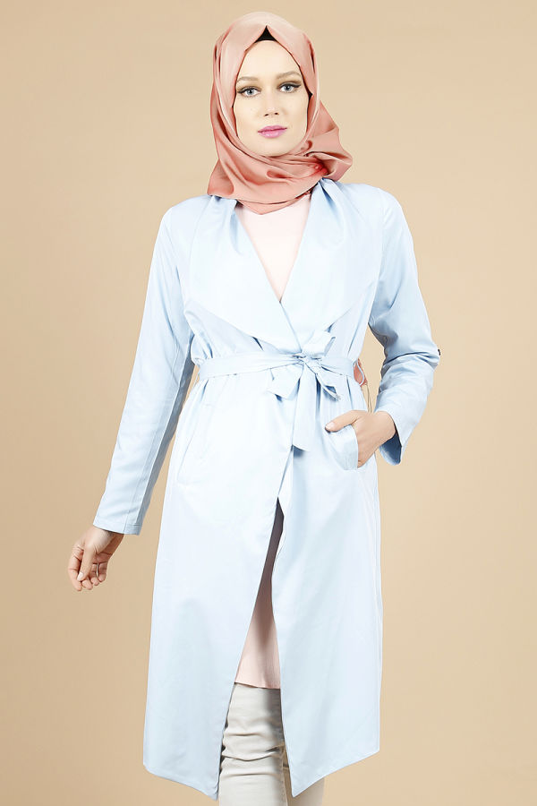 Belden Bağlamalı Kimono-Mavi0522