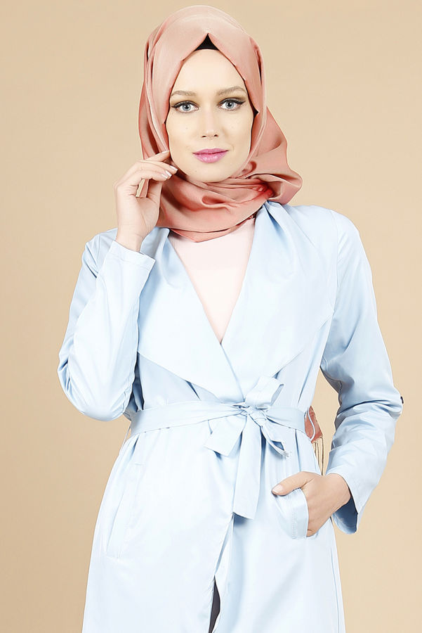 Belden Bağlamalı Kimono-Mavi0522
