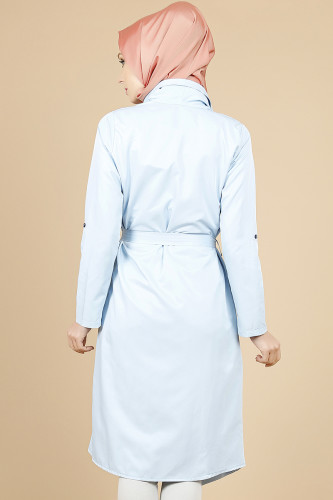 Belden Bağlamalı Kimono-Mavi0522 - Thumbnail