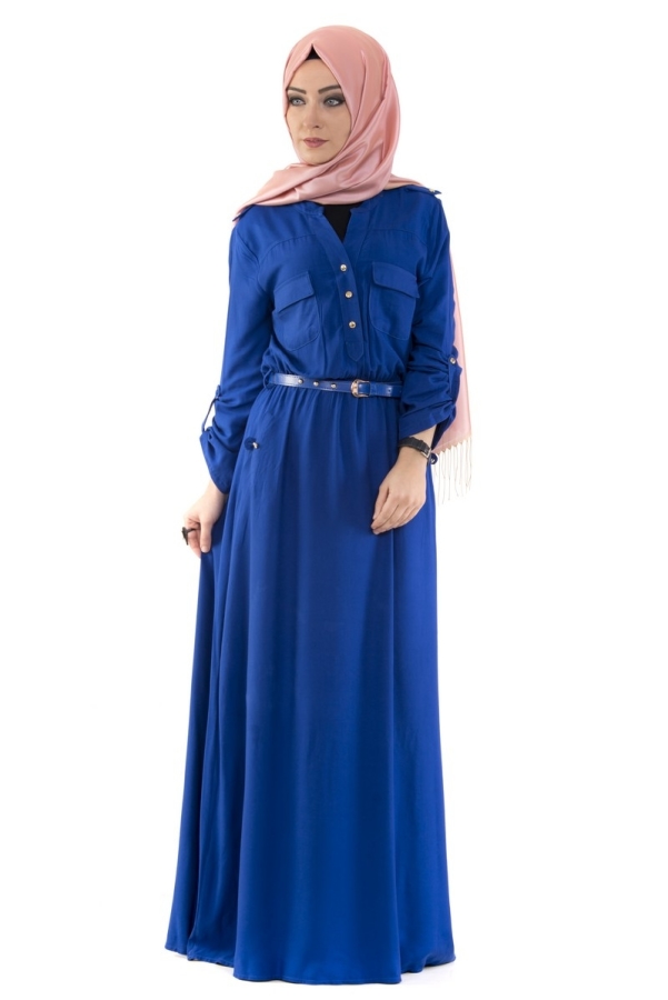 Belden Lastikli Spor Elbise Saks-3340