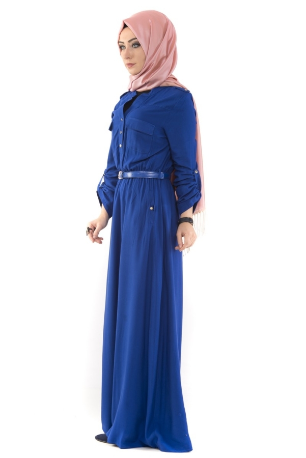 Belden Lastikli Spor Elbise Saks-3340