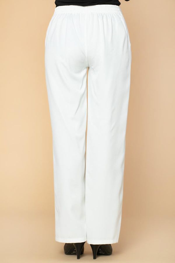 Beli Lastikli Cepli Pantolon-2038 Beyaz