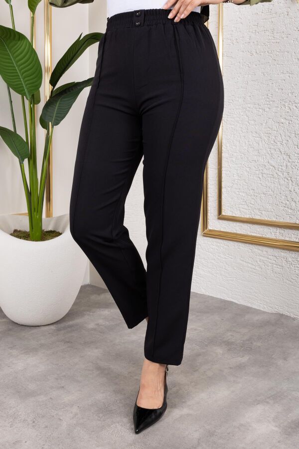 Beli Lastikli Siyah Pantolon-3036 Siyah - 3
