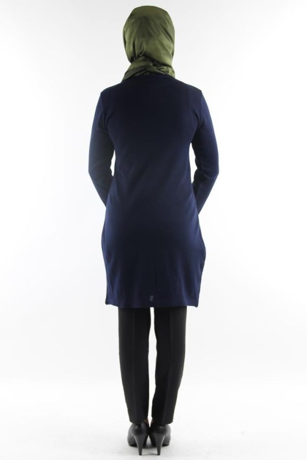 Bisiklet Yaka Çiçekli Triko Tunik-Laci0570
