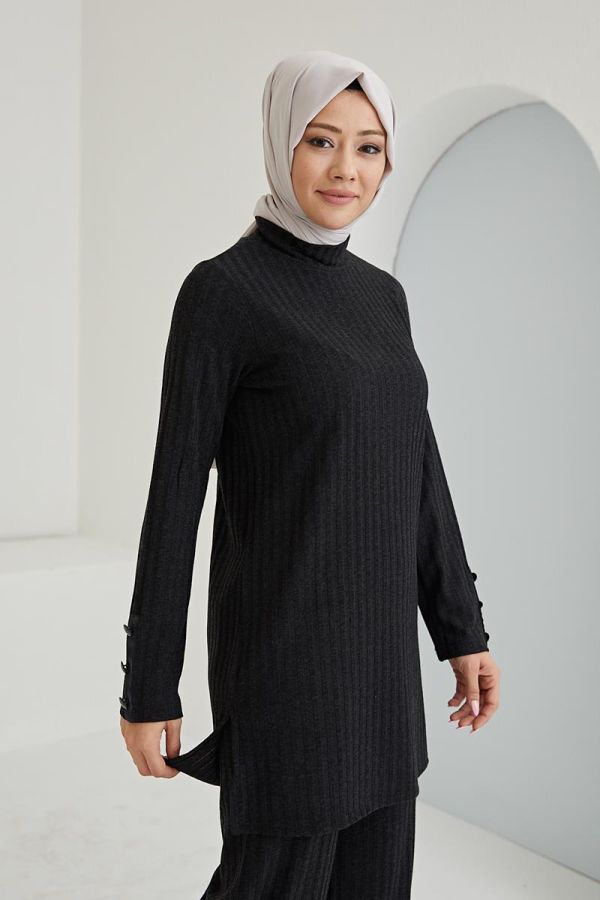 Boğazlı Tesettür Takım-3061 Siyah