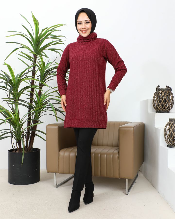 Boğazlı Tunik-3167 Bordo