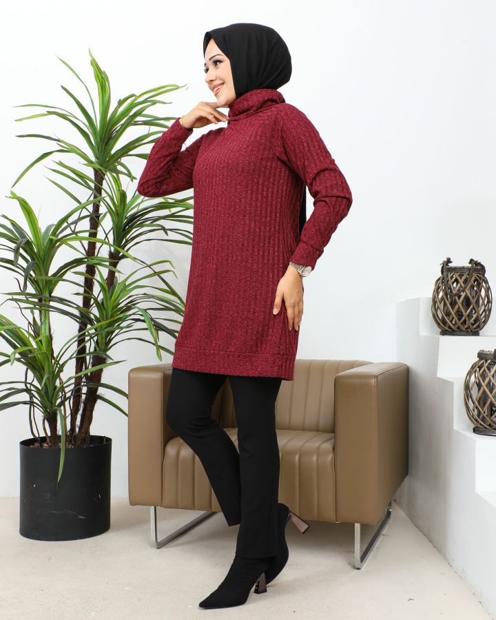 Boğazlı Tunik-3167 Bordo