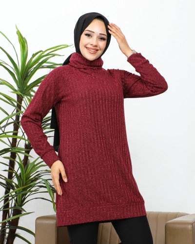 Modaebva - Boğazlı Tunik-3167 Bordo (1)