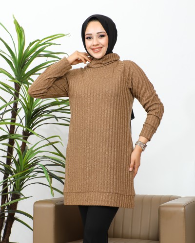 Modaebva - Boğazlı Tunik-3167 Vizon (1)