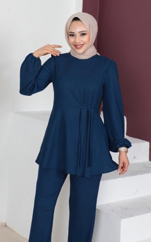 Modaebva - Bürümcük Kumaş İkili Takım-3135 İndigo (1)