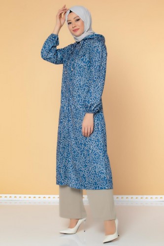 Cepli Üçlü Tesettür Kombin-3037 İndigo - 4