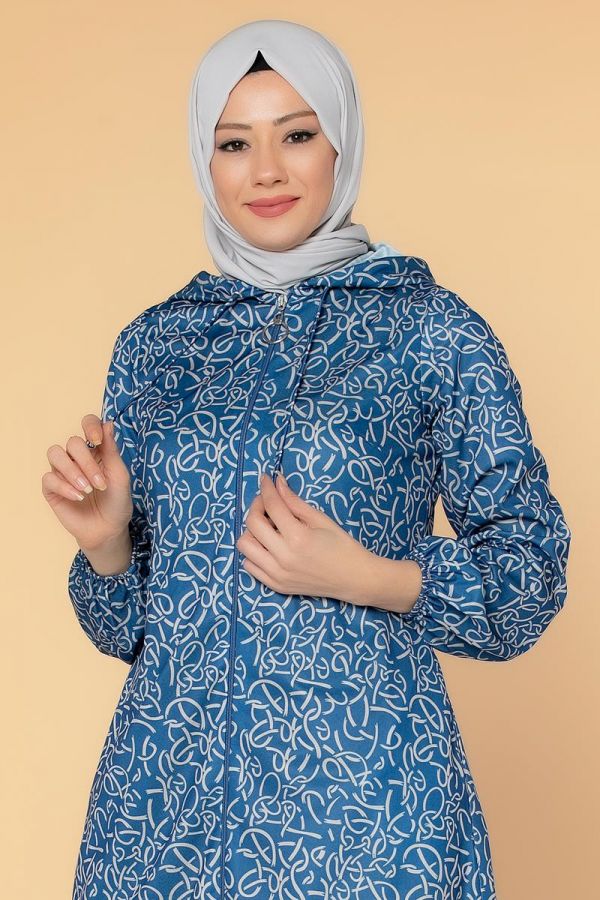 Cepli Üçlü Tesettür Kombin-3037 İndigo