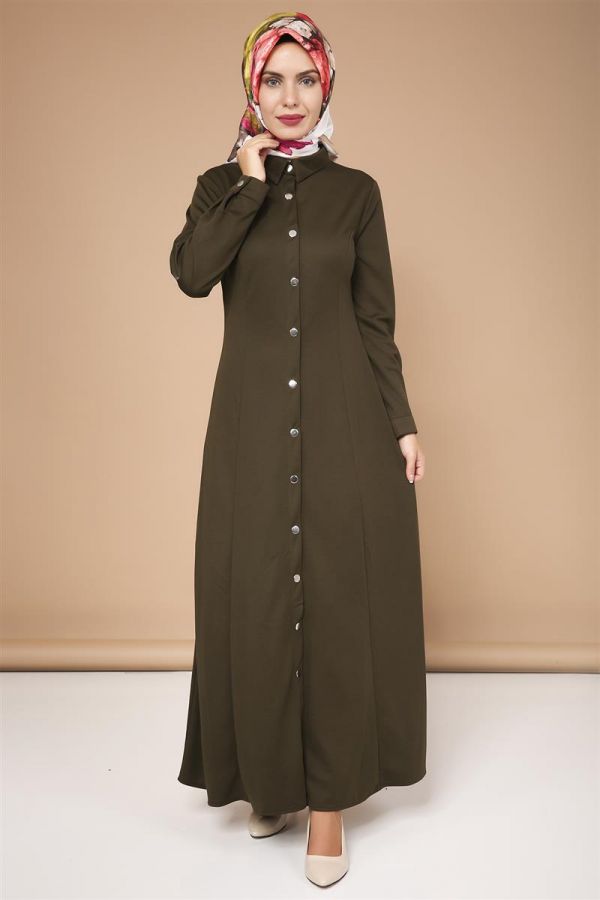 Çıtçıtlı ferace-3497Hakiyeşili - 1