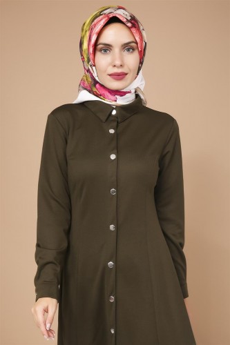 Çıtçıtlı ferace-3497Hakiyeşili - 2