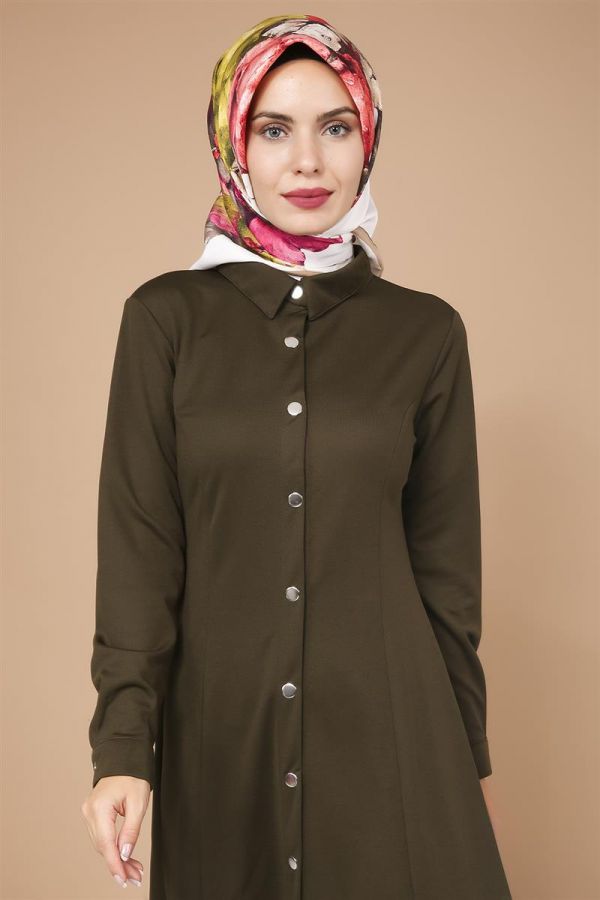 Çıtçıtlı ferace-3497Hakiyeşili - 2