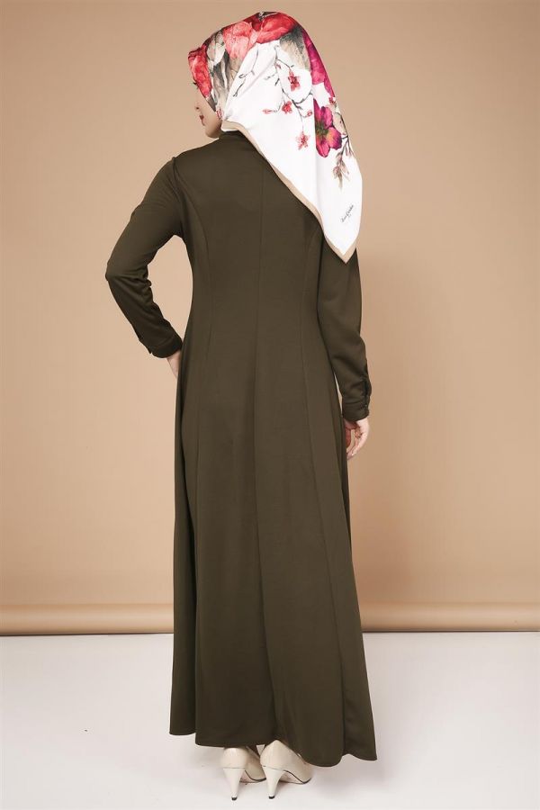 Çıtçıtlı ferace-3497Hakiyeşili - 5