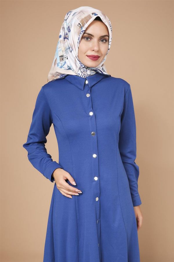 Çıtçıtlı ferace-3497indigo - 2