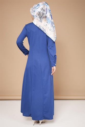 Çıtçıtlı ferace-3497indigo - 5