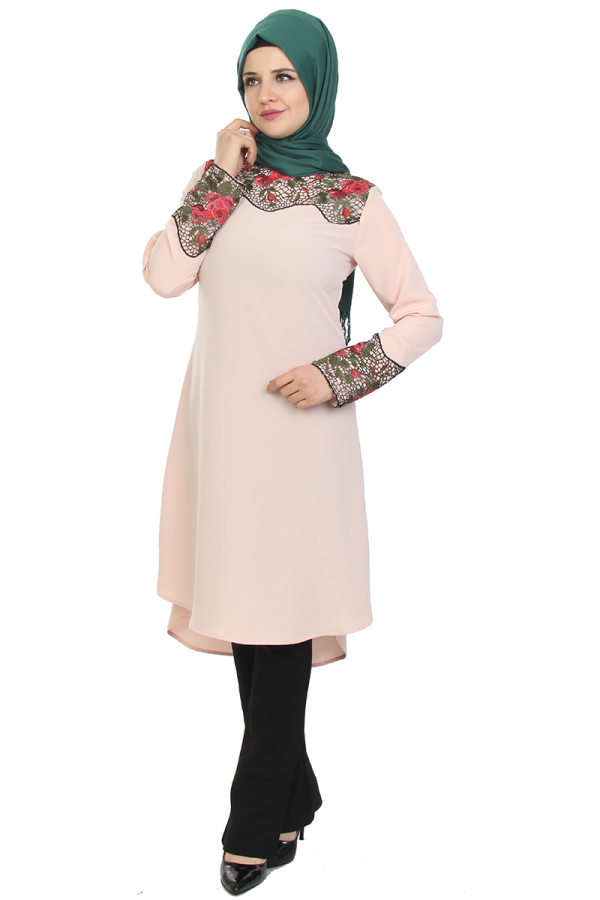 Dantel İşlemeli Tunik-Pudra0515