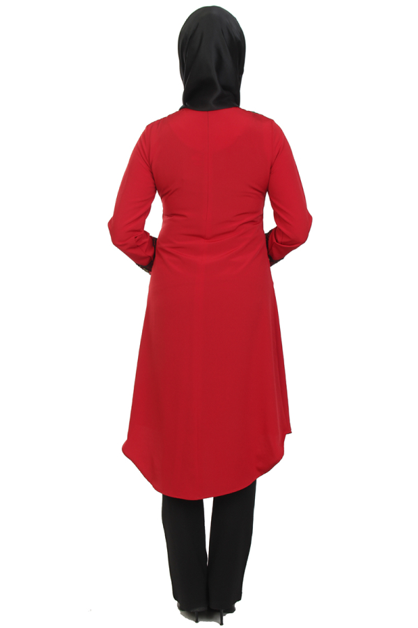 Dantel İşlemeli Tunik-Bordo0515