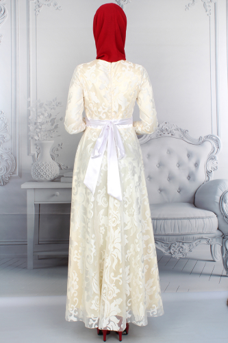 Dantelli Kemerli Abiye-3286 - Thumbnail